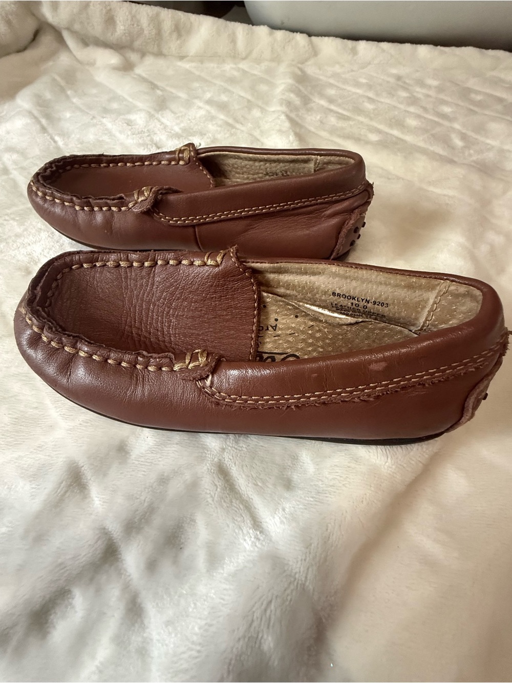 FootMates Brown Leather Kids Moccasin Slip-Ons